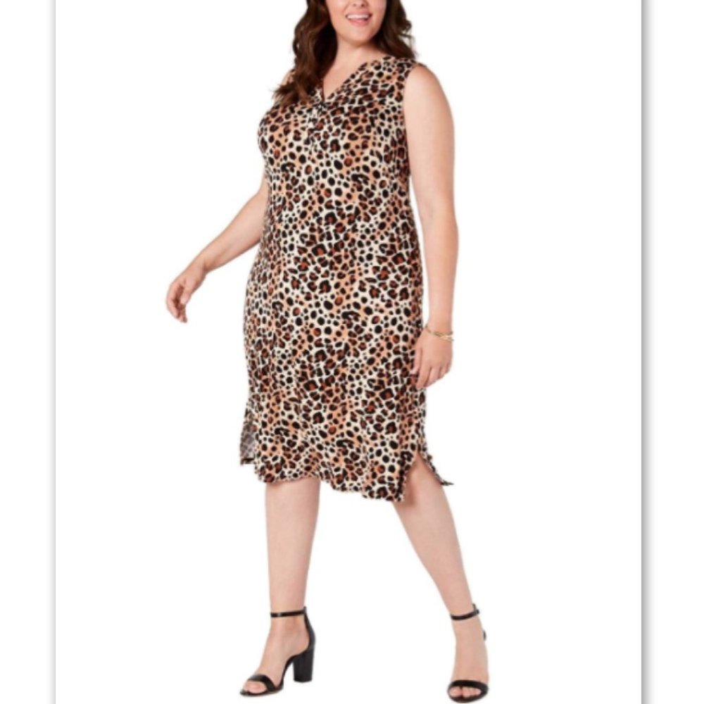 NWT NY Collection Animal Print Dress Plus 2XP 3X